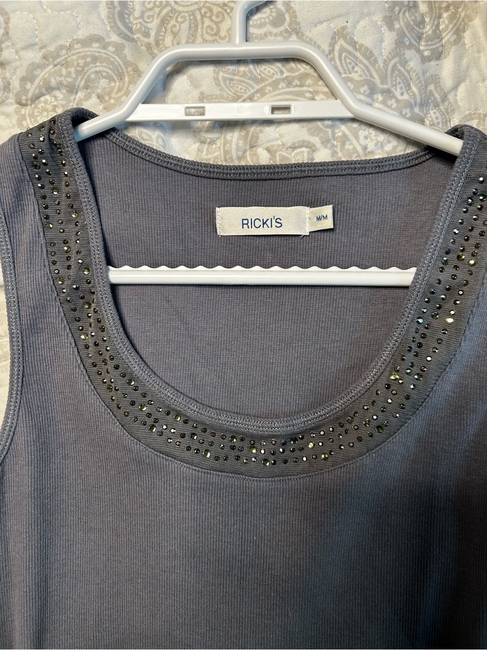 Ricki's Grey Scoop Neck Studded Tank